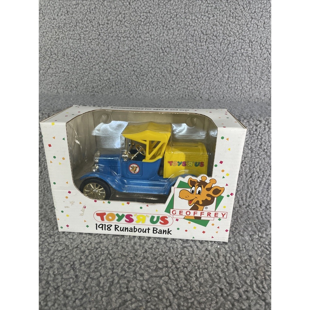 NEW Vintage Toys R Us Geoffrey 1918‎ Runabout Die Cast Bank ERTL 1993 SEALED